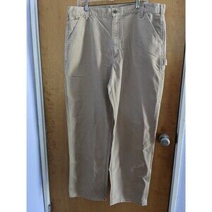 Carhartt Men's Tan Cargo Zipper Side Pocket Workwear 40 x 32 Jean Pants